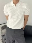Men's Geometric Print Knitted Golf Sweater Casual Short Sleeve Top For Spring Fall Outdoor