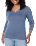 Amazon Essentials Women's Plus-size Plus Size Lightweight V-neck Sweater Sweater -blue Heather 4X