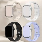 Silicone Sport Smartwatch Bands 4-PACK Water-resistant Replacement Wristbands With Butterfly Clasp Compatible With Apple Watch S