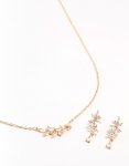 Goldair Gold Dainty Sparkle Flower Earrings & Necklace Set