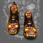 Plus Size Men's Trendy Skull Pattern Sneakers Comfy Non Slip Lace Up Casual Shoes For Men's Outdoor Activities
