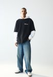Oversized Fit Printed T-Shirt - Black New Sound