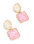 Goldair Gold Organic Pink Pool Effect Round & Square Drop Earrings