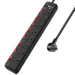 8 Outlet Heavy Duty Power Strip With 8 Individual Switches Moutable Metal Power Strip Surge Protector 1200 Joules 25FT 14AWG Ext