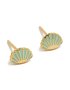 Goldair Gold Plated Sterling Silver Blue Enamel Clam Shell Earrings