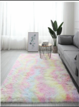 Smte Rainbow Fluffy Shaggy Rug carpet 200CMX150CM With Keychain