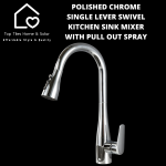 Polished Chrome Single Lever Swivel Kitchen Sink Mixer With Pull Out Spray