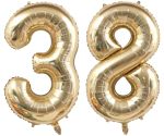 40 Inch Light Gold 38TH Birthday Balloon White Gold Giant 3 & 8 Foil Mylar Helium Large Number Balloon Champagne Gold 83TH Birth