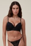 Cotton On Everyday Lace Longline Push Up 2 Bra - Black