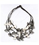 Folded Resin Disc Multi String Necklace - Grey Free