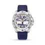 Timberland Men&apos S Carrigan Stainless Steel & Blue Silicone Watch