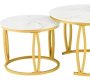 2PCS Of Contemporary Round Living Room Marble Top Nesting Coffee Table