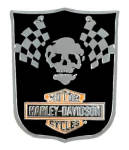 1.25IN. Racing Skull B&s Logo Metal Pin Silver & Black Finishes