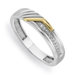 Yellow Gold & Sterling Silver Men&apos S Diamond Wedding Band