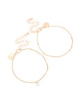 Goldair Gold Chain & Molten Disc Charm Bracelets 2-PACK