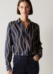 Modal Chain Print Concealed Placket Shirt