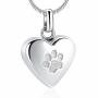 Zeqingjw Pet Cremation Jewelry For Ashes Pendant Paw Print Pet Heart Urn Necklace Memorial Keepsake Jewelry For Pet/dog's/cat's Ashes Silver