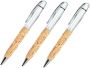 3PCS Pu Faux Wood Grain Metal Ballpoint Pens Set Ergonomic Press Type