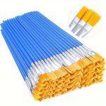 30-PACK Synthetic Flat Paint Brushes With Dowel Handles Fine Nylon Bristles For Detailed Watercolor & Drawing - Durable Art Tool