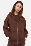 Oversized Zip-through Hoodie - Dark Brown