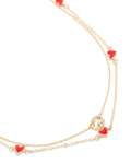 Goldair Gold Red Heart & Diamante Circle Necklaces 2-PACK
