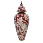 Ginger Jar Red With White Flowers 18X18X46CM