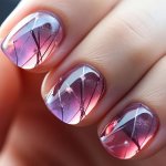 24PCS Short Square Press On Nails Fake Nails Full Cover Stripe Design False Nails For Women And Girls Including Nail File And Je