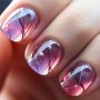 24pcs Short Square Press On Nails Fake Nails Full Cover Stripe Design False Nails For Women And Girls Including Nail File And Jelly Glue