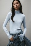 Polo-neck Top - Light Blue