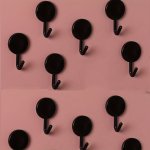 6PCS/SET Black Non Punching Self-adhesive Wall Hooks Non Punching Kitchen Door Scratch Free Hooks Clothes Pasted With Adhesive H