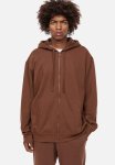 Relaxed Fit Zip-through Hoodie - Brown