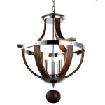 Valhala Chandelier 3 Light Wood And Chrome