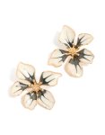 Goldair Gold White Yellow & Black Painted Flower Stud Earrings
