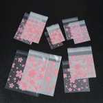 100PCS Cherry Blossom Frosted Translucent Ziplock Bag Jewelry Small Items Food Storage Bag Practical Convenient Small Business S
