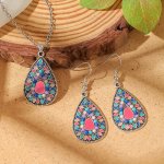 Bohemian Style 3-PIECE Set Vintage Ethnic Fashion Jewelry For Women Simple Elegant Teardrop Zinc Alloy With Multi-color Enamel F