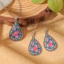 Bohemian Style 3-Piece Set Vintage Ethnic Fashion Jewelry For Women Simple Elegant Teardrop Zinc Alloy With Multi-Color Enamel Faux Turquoise Accents Suitable For Daily