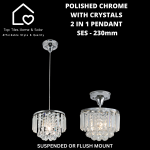 Polished Chrome With Crystals 2 In 1 Pendant - Ses - 230MM