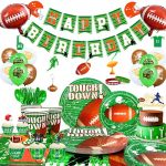 164PCS Football Birthday Party Supplies 16 Guests Football Party Tableware Set Rugby Party Plates Napkins Tablecloth Balloons Ec
