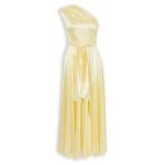 Yellow Asymmetric Satin Maxi Dress