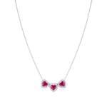All My Love Necklace Red Triple Heart With Cubic Zirconia