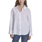 Long Sleeve Rhinestone Blouse- White