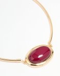Goldair Gold Red Large Stone & Tube Necklace