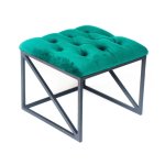 Velvet Buttoned Footstool - Bottlegreen