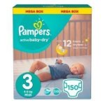 Pampers Active Baby Dry 150 Nappies Size 3 Midi Mega Box