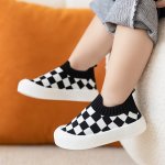 Casual Comfortable Plaid Slip On Woven Shoes For Baby Boys Breathable Lightweight Walking Shoes For Indoor Outdoor
