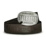 Black Leather Belt Brass Buckle Silver - 71CM 28