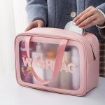 Waterproof Pu Cosmetic Bag For Women - Large Capacity Multi-functional Travel Organizer With Shoulder Strap & Handle