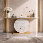 Modern Geometric Glass And Gold Console Table