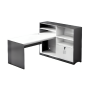 Work Desk -modern L-shaped Desk With Bookshelf And Lockable Cabinet