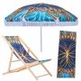 2.0M Beach Umbrella & Wooden Recliner Combo - Heather Burns Collection - Choice - Umbrellas.co.za - Umbrella Shop